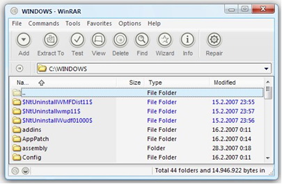 Prozor WINRAR-a